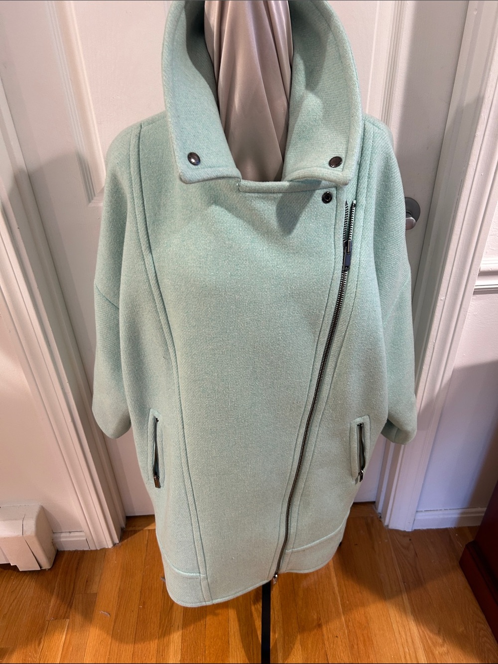 Banana Republic Pale Mint Wool-Blend Asymmetrical Peacoat